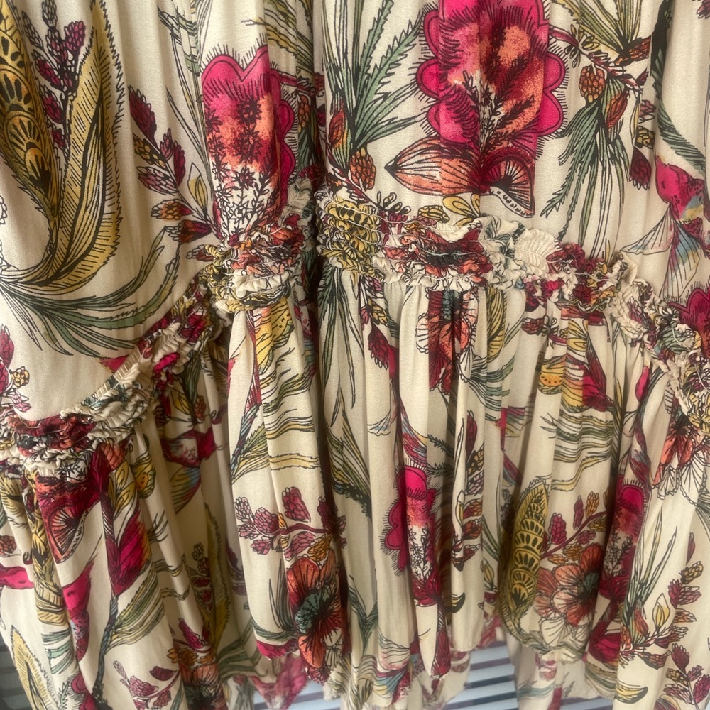 Free People Tunic with Pink and Green Hummingbird Print - Picture 4 of 7